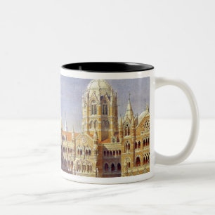 De Britse Raj Great Indian Peninsular Terminus Tweekleurige Koffiemok