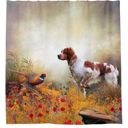 De Brittany spaniel Douchegordijn (Voorkant)