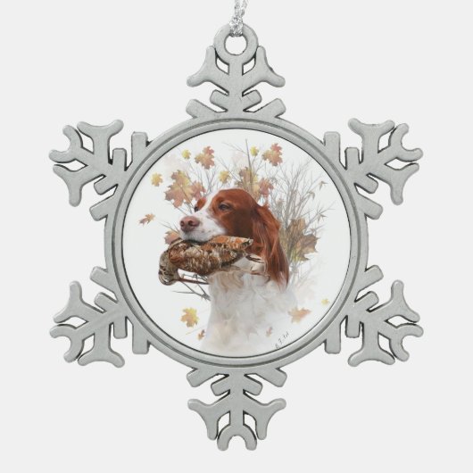 De Brittany spaniel Tapestry Metal Print Coffee Tin Sneeuwvlok Ornament (Voorkant)