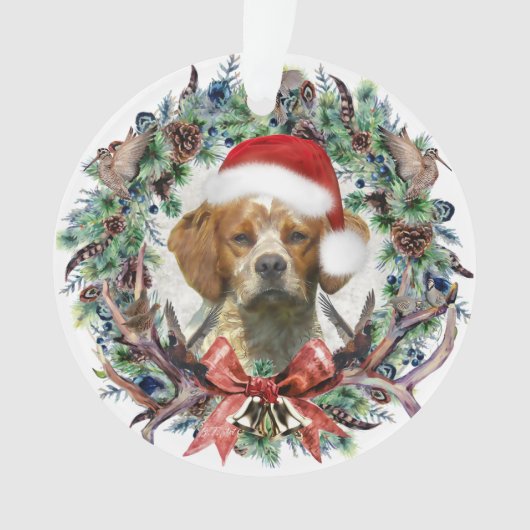 De Brittany Spaniels , Kerstmis  Ornament (voorkant)