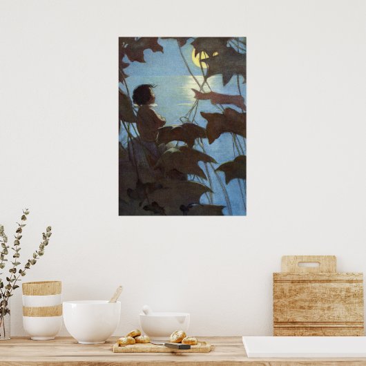 De Broad Yellow Moon van Jessie Willcox Smith Poster (Keuken)