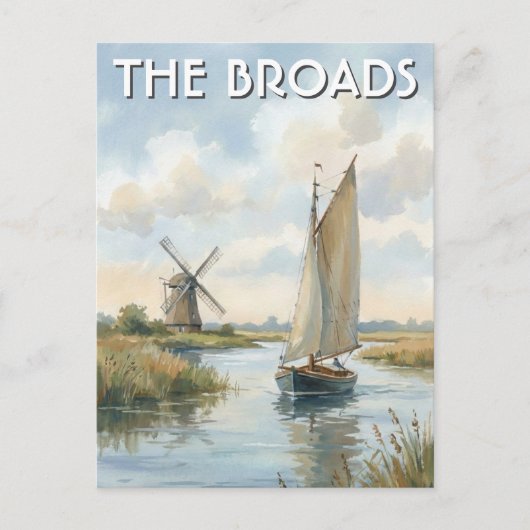 De Broads Engeland Reis Briefkaart (Voorkant)