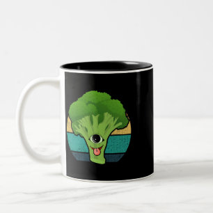 De broccoli-gedistilleerde groenten stengel brocco tweekleurige koffiemok
