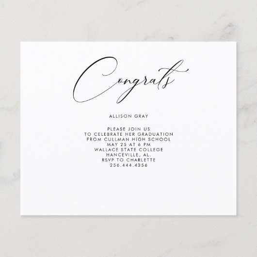 De brochure van het Afstuderen van de Uitnodiging  (Achterkant)