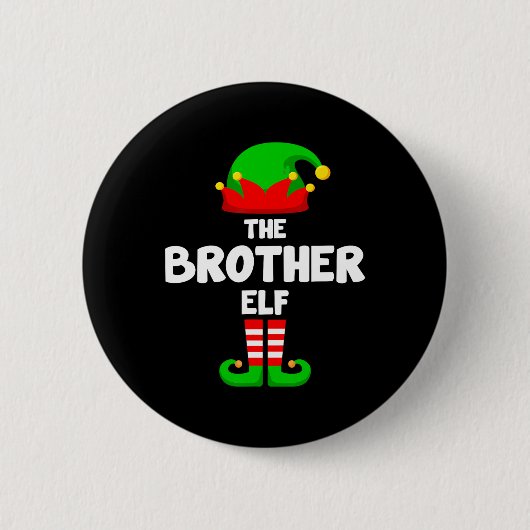 De broer Elf Grappig Kerstmis Matching Family Pa Ronde Button 5,7 Cm (Voorkant)