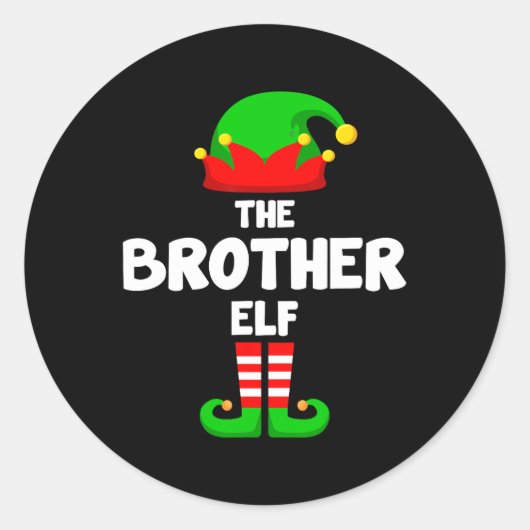De broer Elf Grappig Kerstmis Matching Family Pa Ronde Sticker (Voorkant)