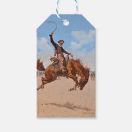 De Bronco Buster (door Frederic Remington) Cadeaulabel