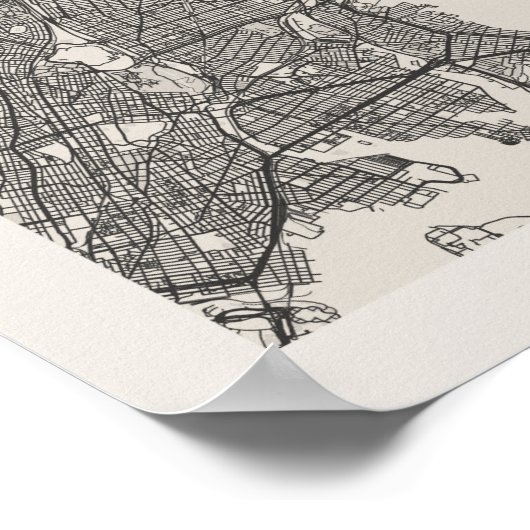 De Bronx New York Boho Arch Beige Street Map Poster (Hoek)