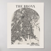 De Bronx New York Boho Arch Beige Street Map Poster (Voorkant)