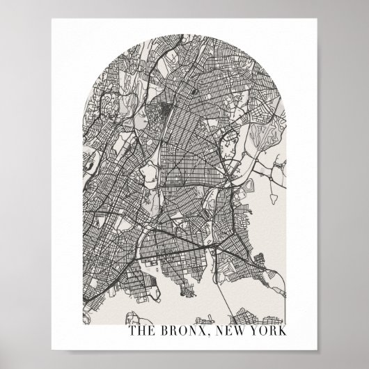 De Bronx New York Boho Minimal Arch Street Map Poster (Voorkant)