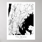 De Bronx New York City Modern White Map Poster (Voorkant)