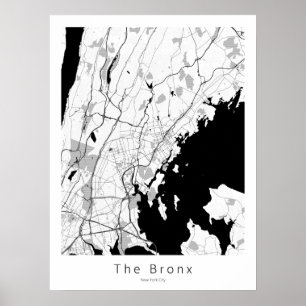 De Bronx New York City Modern White Map Poster