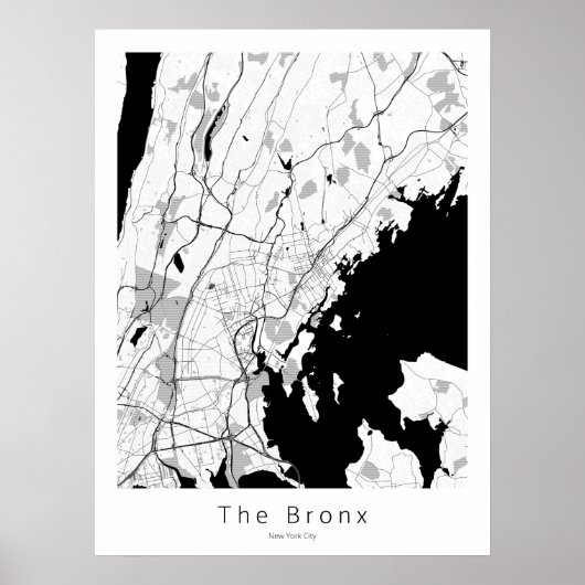 De Bronx New York City Modern White Map Poster (Voorkant)