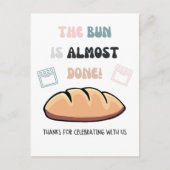 De broodje is bijna klaar baby shower bedankje briefkaart (Voorkant)