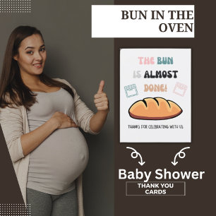 De broodje is bijna klaar baby shower bedankt briefkaart
