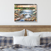 De Brook mooie heldere dag stroomt water rotsen Canvas Afdruk (Insitu (Slaapkamer))