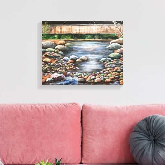 De Brook mooie heldere dag stroomt water rotsen Canvas Afdruk (Insitu (Woonkamer))