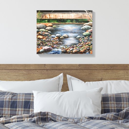 De Brook mooie heldere dag stroomt water rotsen Canvas Afdruk (Insitu (Slaapkamer))