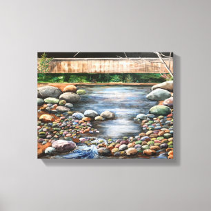 De Brook mooie heldere dag stroomt water rotsen Canvas Afdruk