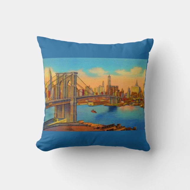 de Brooklyn Bridge-afdruk Kussen (Voorkant)