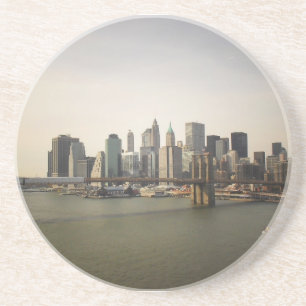 De Brooklyn Bridge en de New York City Skyline Zandsteen Onderzetter