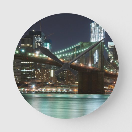 De Brooklyn Bridge - Kleur Ronde Klok (Voorkant)