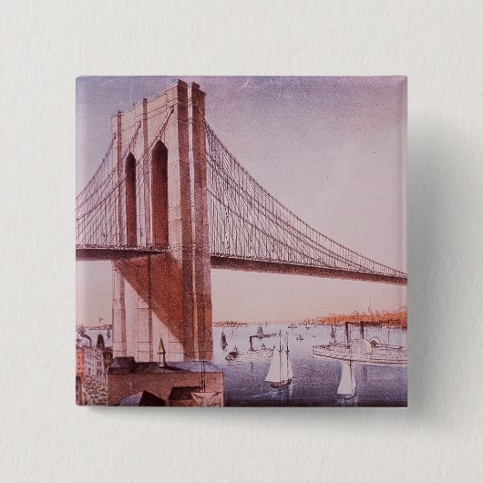 De Brooklyn Bridge Vierkante Button 5,1 Cm (Voorkant)
