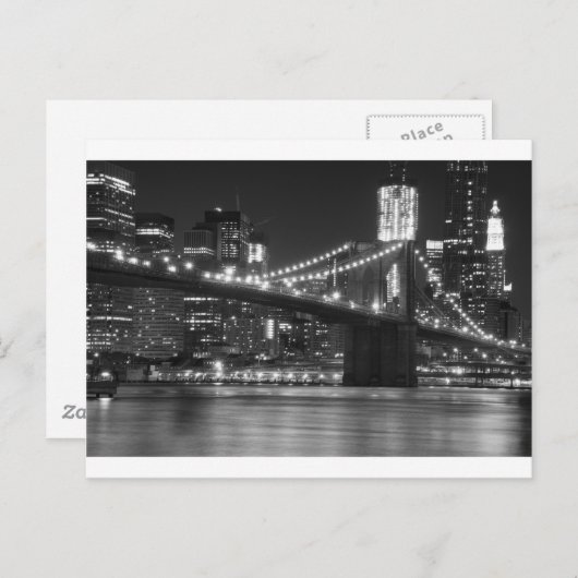De Brooklyn Bridge - zwart en wit Briefkaart (Voorkant / Achterkant)