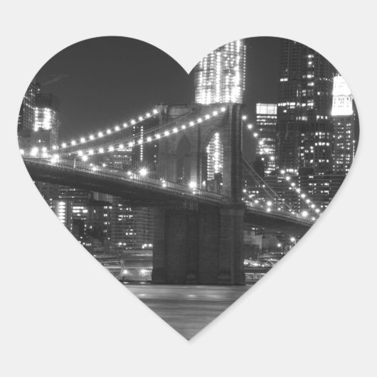 De Brooklyn Bridge - zwart en wit Hart Sticker (Voorkant)