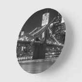 De Brooklyn Bridge - zwart en wit Ronde Klok (Hoek)