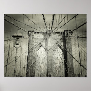 De Brooklyn-brug in zwart-wit, klein Poster