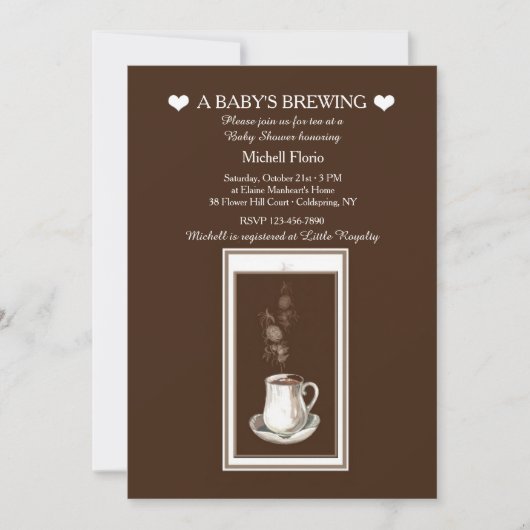 De Brouwerende Tea(of Koffie)Uitnodiging van de Pa Kaart (Voorkant)