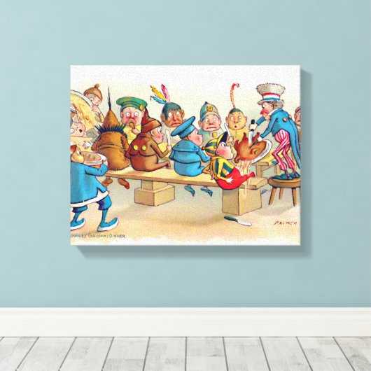 De Brownie's kerstdiner Canvas Afdruk (Insitu (Houten vloer))