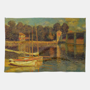 De brug bij Argenteuil door Claude Monet Theedoek