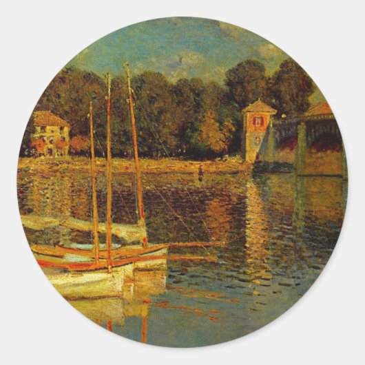 De brug in Argenteuil door Claude Monet Ronde Sticker (Voorkant)