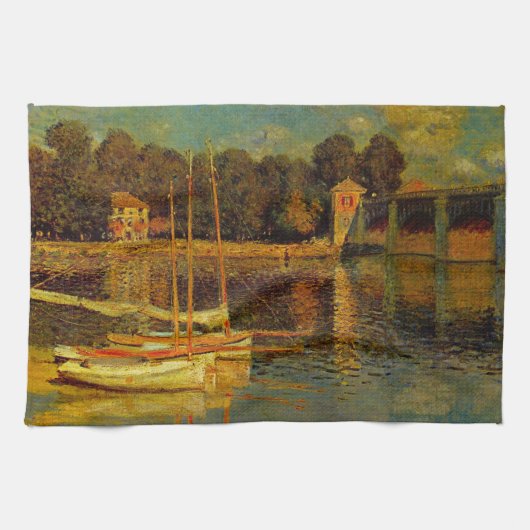 De brug in Argenteuil door Claude Monet Theedoek (Horizontaal)