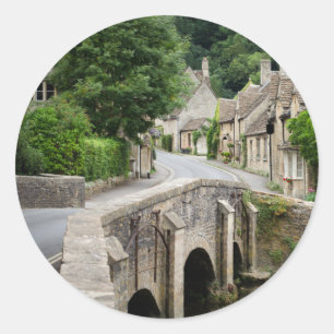 De brug in Castle Combe, Britse ronde sticker