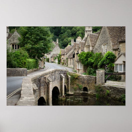 De brug in Castle Combe, poster van het Verenigd K (Voorkant)