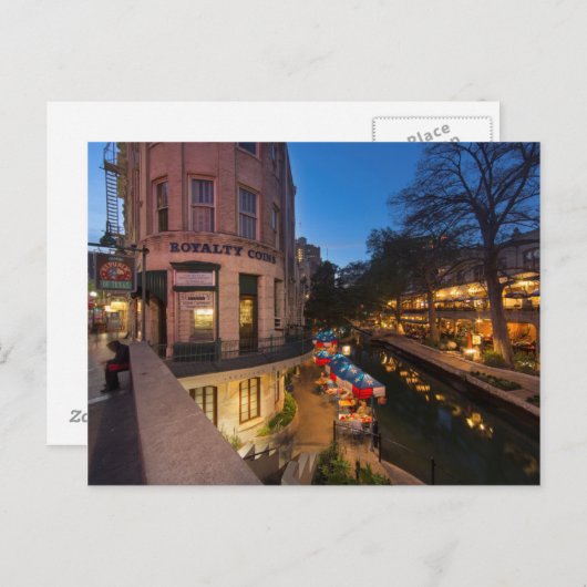 De brug in Dusk in het centrum van San Antonio 2 Briefkaart (Voorkant / Achterkant)