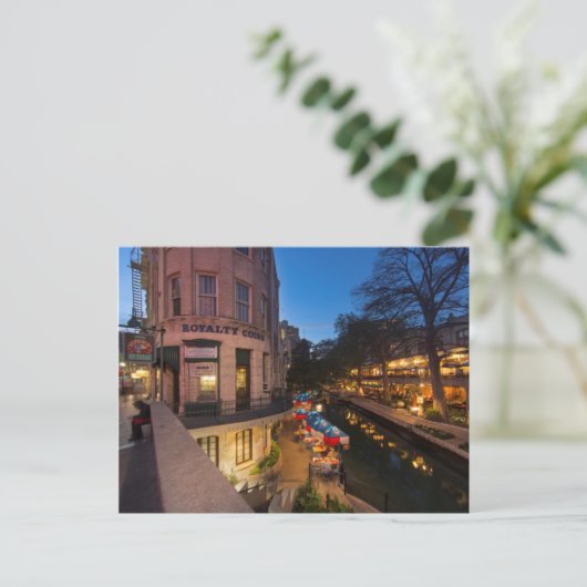 De brug in Dusk in het centrum van San Antonio 2 Briefkaart (Staand voorkant)