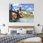 De brug in Villeneuve-la-Garenne Canvas Afdruk (Insitu (Slaapkamer))