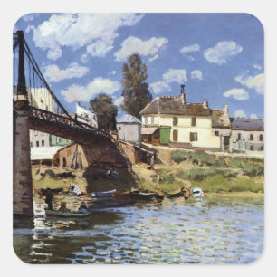 De brug in Villeneuve-la-Garenne Vierkante Sticker