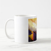 De brug over de stoomtrein in Schotland. Koffiemok (Links)