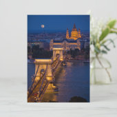 De Brug van de ketting en Volledige Maan bij nacht Bedankkaart (Staand voorkant)