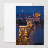 De Brug van de ketting en Volledige Maan bij nacht Bedankkaart (Voorkant / Achterkant)