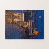 De Brug van de ketting en Volledige Maan bij nacht Legpuzzel (Horizontaal)