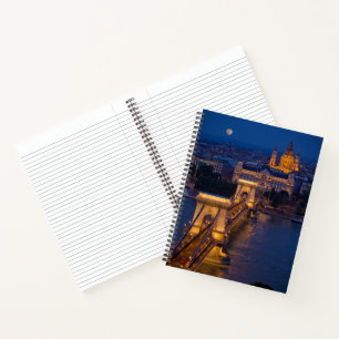 De Brug van de ketting en Volledige maan bij nacht Notitieboek