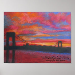 De brug van George Washington op zonsondergang Poster