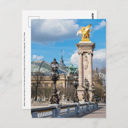 De brug van Grand Palais en Pont Alexandre III - P Briefkaart (Voorkant / Achterkant)