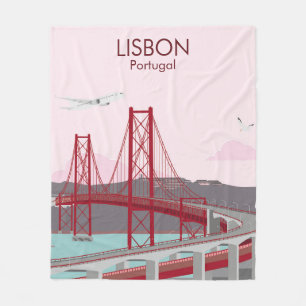 De brug van Lissabon over de Tagus in  stijl Fleece Deken